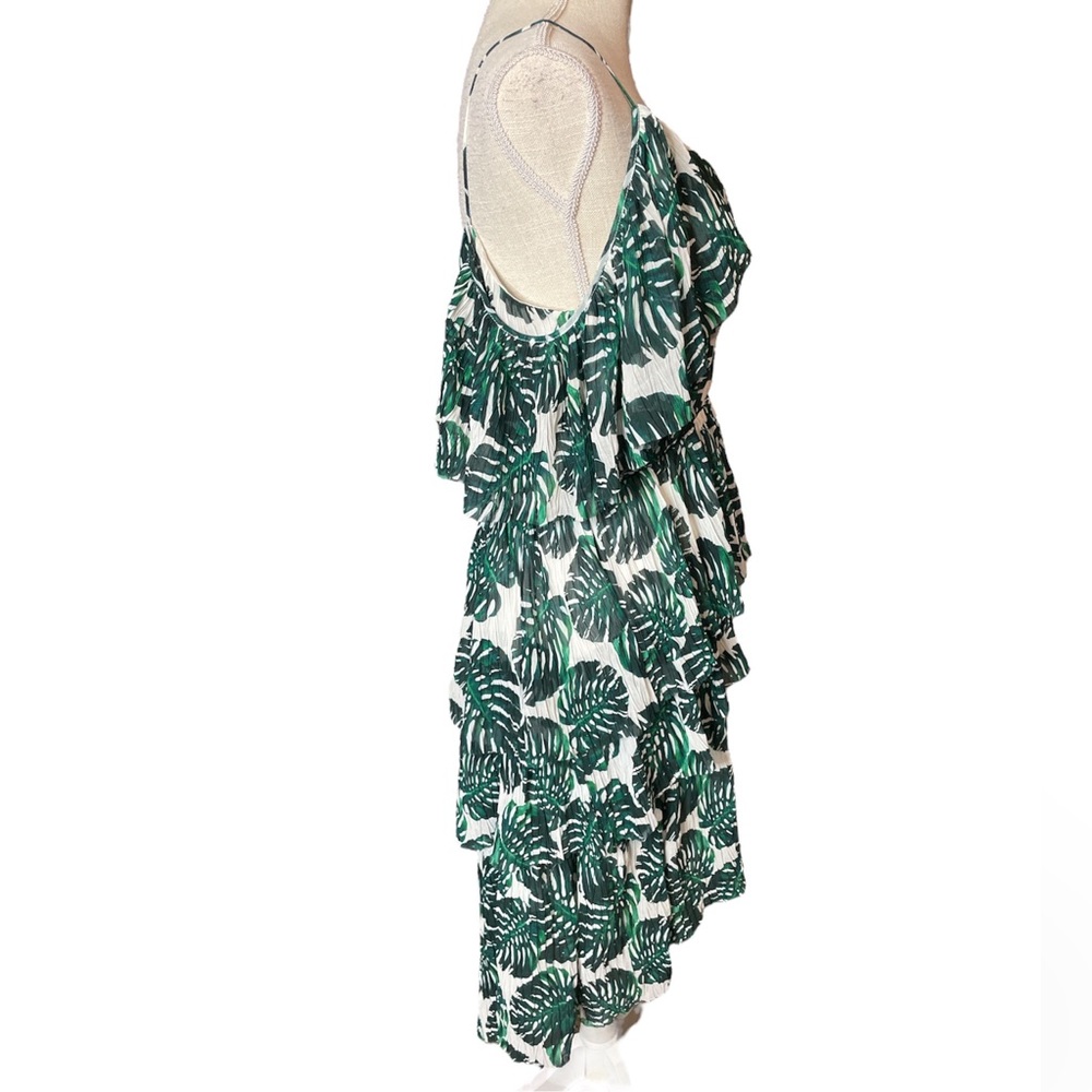 Banana Republic Limited Edition Tropical Leaf Layered Cold Shoulder MIDI Dress - Picture 3 of 9